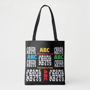 Bolso De Tela Alfabeto Negro de Maestro