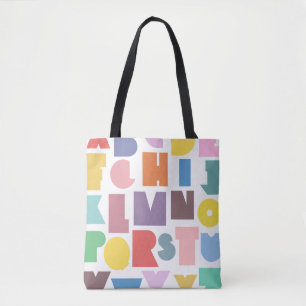 Bolso De Tela Alfabeto retro geométrico