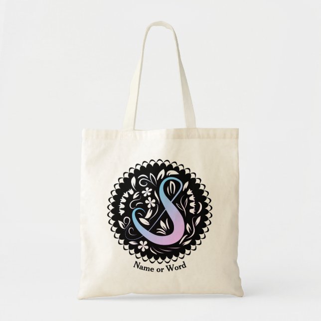 Bolso De Tela Alfabeto S Monograma Escritura A Mano (Frente)