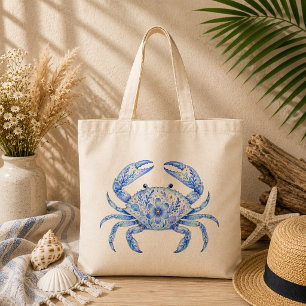 Bolso De Tela Alfarería de cangrejo con tema floral