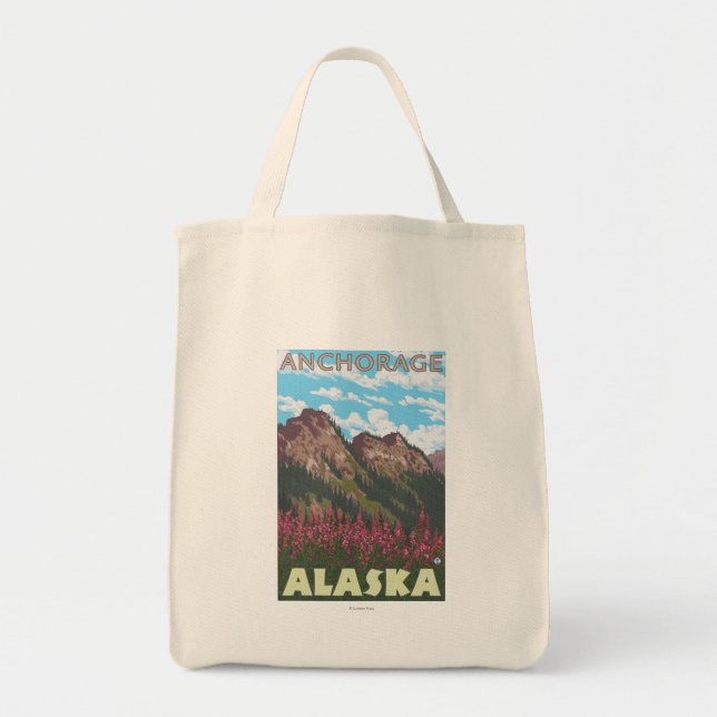 Bolso De Tela Algas y montañas - Anchorage, Alaska (Frente)
