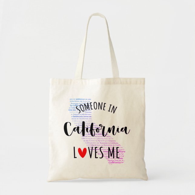 Bolso De Tela Alguien En California Me Ama Tu Nombre Personaliza (Frente)