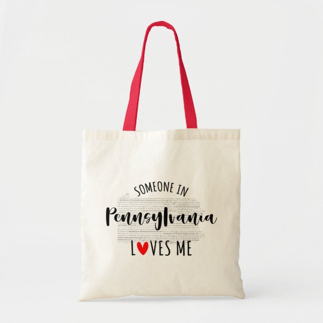 Bolso De Tela Alguien En Pennsylvania Me Ama Tu Nombre Personali (Frente)