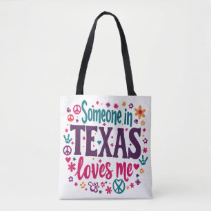Bolso De Tela Alguien en Texas Me Ama - Arte Retro Hippie de Tex