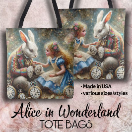 Bolso De Tela Alice and Rabbit Wonderland Fantasy Art