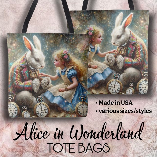 Bolso De Tela Alice and Rabbit Wonderland Fantasy Art (Subido por el creador)