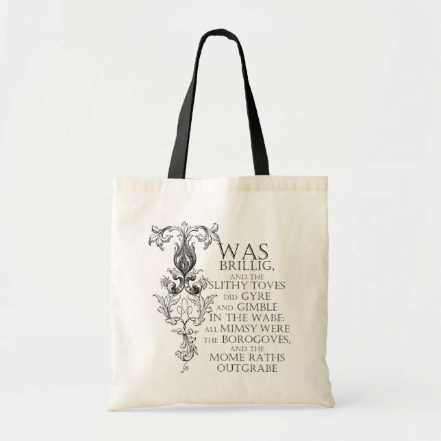 Bolso De Tela Alice In Wonderland Jabberwocky Poem Tote Bag (Frente)