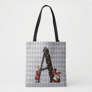 Bolso De Tela Alicia de Maravilla y Reina de Corazones Carta A