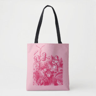 Bolso De Tela Alicia en el País de las Maravillas y flores