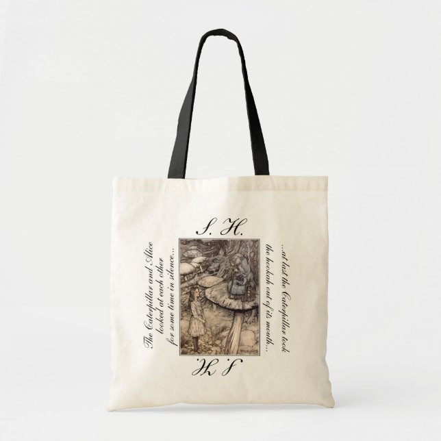 Bolso De Tela Alicia y Tote de oruga personalizada (Frente)