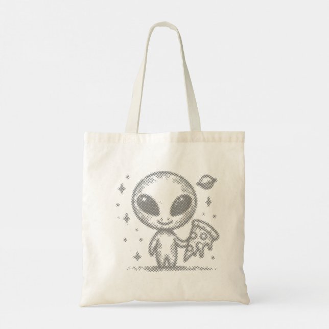 Bolso De Tela Alien ama la pizza (Reverso)