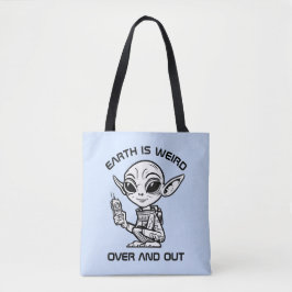 Bolso De Tela Alien blanco y negro