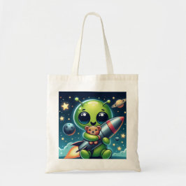 BOLSO DE TELA ALIEN CON UN COHETE