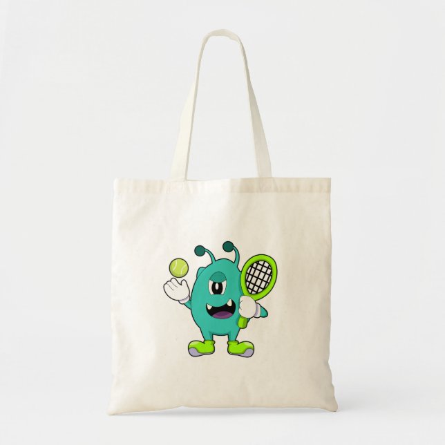 Bolso De Tela Alien en tenis con raqueta de tenis (Frente)