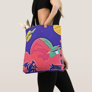 Bolso De Tela Alien Planet Retro Sci-Fi