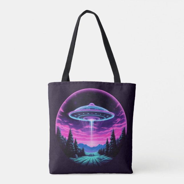 Bolso De Tela Alien Spaceship Retro Futurista (Reverso)