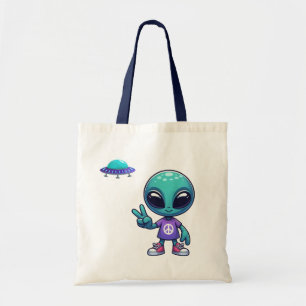 Bolso De Tela Alien y barco espacial por la paz