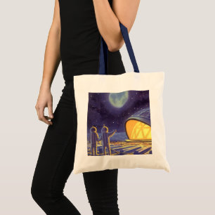 Bolso De Tela Alienígenas de ciencia ficción vintage en la luna