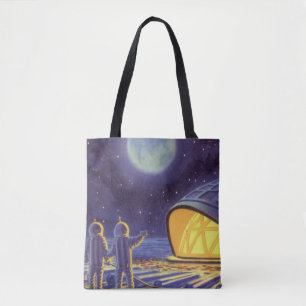 Bolso De Tela Alienígenas de ciencia ficción vintage en la luna