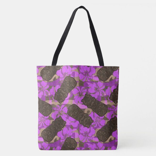 Bolso De Tela Ali'i Refugio Hawái Hibiscus Tiki Beach Bag (Anverso)