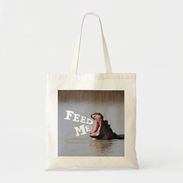 Bolso De Tela ¡Alimentadme! Hippo Funny (Frente)