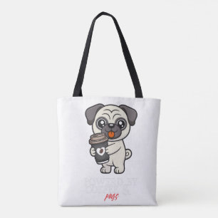 Bolso De Tela Alimentado por Café y Pugs Perro Pug Adorable