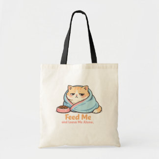 Bolso De Tela Aliméntame y Déjame Solo Gato Divertido y Soñolien