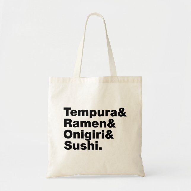 Bolso De Tela Alimentos japoneses Tempura y Ramen y Onigiri y Su (Frente)