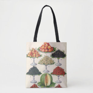 Bolso De Tela Alimentos Vintage Frutas Variadas en Bandejas para