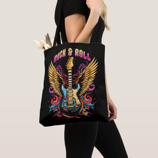 Bolso De Tela Alitas de guitarra rock n Roll (Detalle)