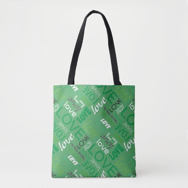 Bolso De Tela Alive Green Gallery Love Words Art (Anverso)