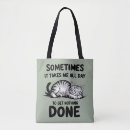 Bolso De Tela "All Day Doing Nothing" Funny Lazy Cat