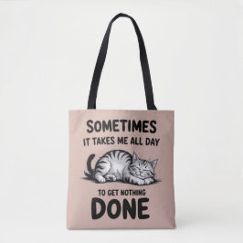 Bolso De Tela "All Day Doing Nothing" Funny Lazy Cat