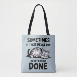 Bolso De Tela "All Day Doing Nothing" Funny Lazy Cat