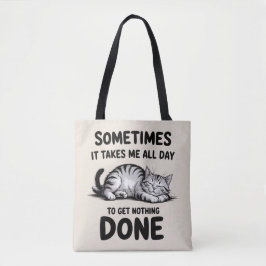 Bolso De Tela "All Day Doing Nothing" Funny Lazy Cat