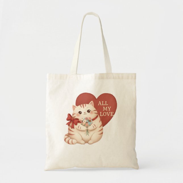 Bolso De Tela All My Love Tabby Cat (Frente)