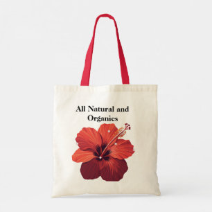 Bolso De Tela "All Natural & Organic" Tote Bag - Hibiscus Flowe