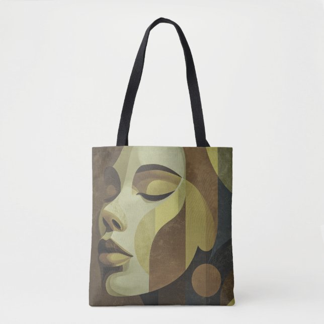 Bolso De Tela All-Over Abstract Face Shoulder Tote (Anverso)