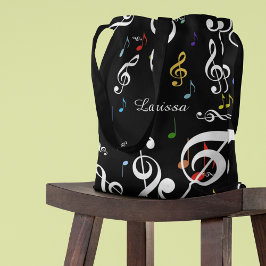 Bolso De Tela all_over Tote Bag of Musical Notes with Name