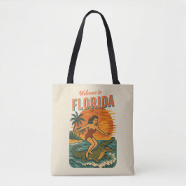 Bolso De Tela Alligator Surfer Beach Pin-Up | Retro Coastal Surf