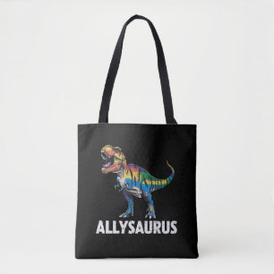 Bolso De Tela Allysaurus LGBT Dinosaur Bandera de Arcoíris Ally