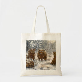 Bolso De Tela Alma de las Tierras Altas: Vacas Nevadas Caprichos