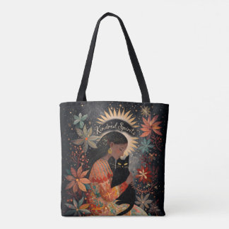 Bolso De Tela Almas Gemelas Gato Negro Otoño Amistad