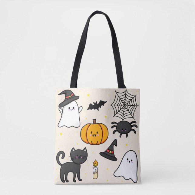 Bolso De Tela Almofada fofa com desenho Happy Halloween (Anverso)