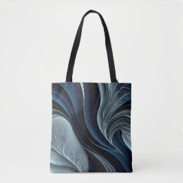 Bolso De Tela Almohada abstracta de aire dorado – Índigo fluyend