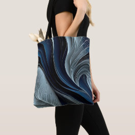 Bolso De Tela Almohada abstracta de aire dorado – Índigo fluyend