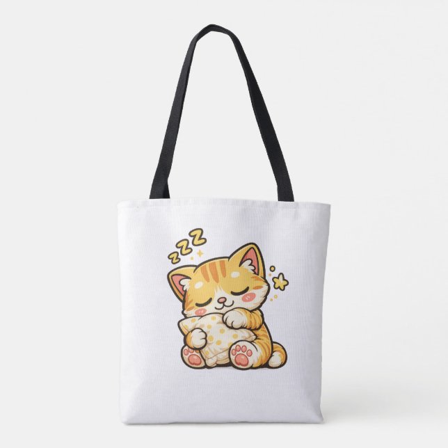 Bolso De Tela Almohada de gato dormilón lindo (Reverso)