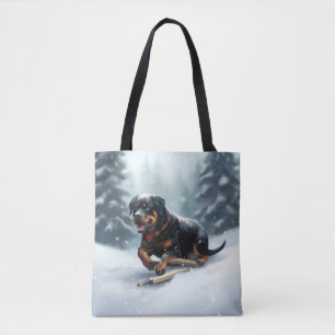 Bolso De Tela Almohada decorativa de Navidad invierno Rottweiler