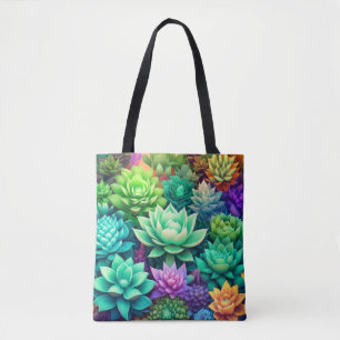 Bolso De Tela Aloe Vera y Succulage Collage
