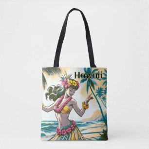 Bolso De Tela Aloha   Bailarina hawaiana hula en la playa